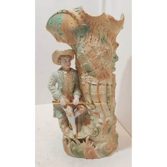 Antique 19th Century French Bisque Porcelain Victorian Man Spill Vase Figurine - Picture 11 of 16